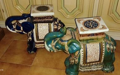 Elefanti in ceramica smaltata 