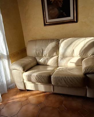 Divano letto a 2 posti in pelle beige