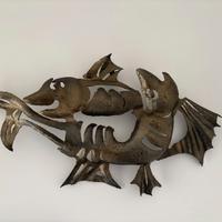 Scultura da parete in Ferro Battuto "Duo di Pesci"
