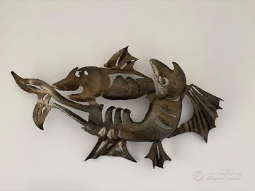 Scultura da parete in Ferro Battuto "Duo di Pesci"