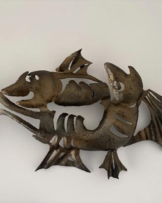 Scultura da parete in Ferro Battuto "Duo di Pesci"