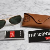 Ray-Ban Aviator RB30248 Oro, lenti verdi come nuov