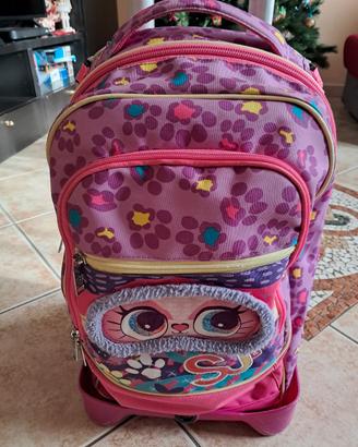 cartella zaino con ruote e astuccio 