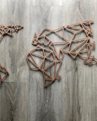 Decorazione parete, mappamondo metallo