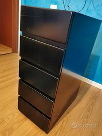 Cassettiera nera in legno con 5 cassetti