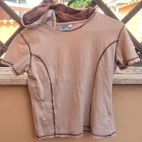 Maglietta Reebok maniche corte beige M cappuccio