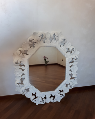 Specchio legno bianco shabby chic