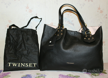 Borsa morbida nera in pelle TWINSET