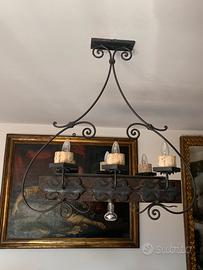 Lampadario stile antico in legno