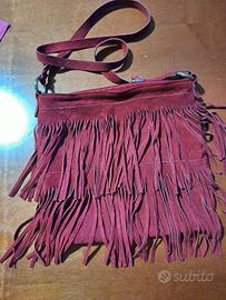 borsa pelle scamosciata rossa