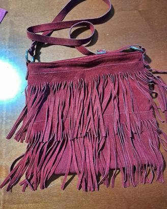 borsa pelle scamosciata rossa