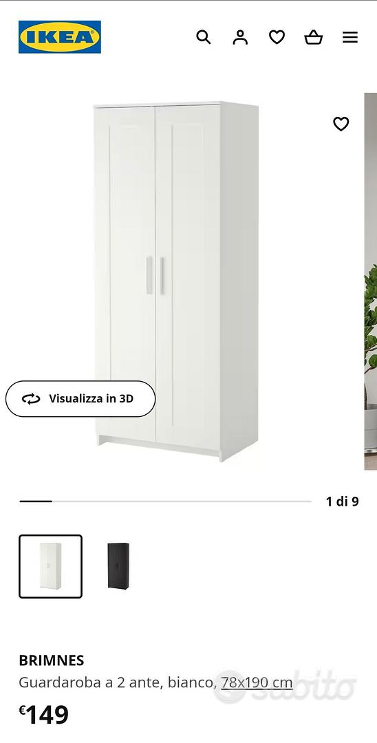 BRIMNES Guardaroba a 2 ante, nero, 78x190 cm - IKEA Italia