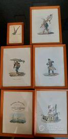 Set 6 Stampe Napoli Carlo Lindström - Costumi e Ve