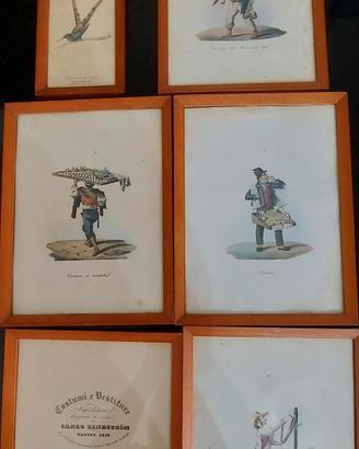 Set 6 Stampe Napoli Carlo Lindström - Costumi e Ve