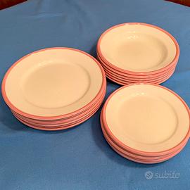 SERVIZIO PIATTI X6 DECORO LINEARE ROSA