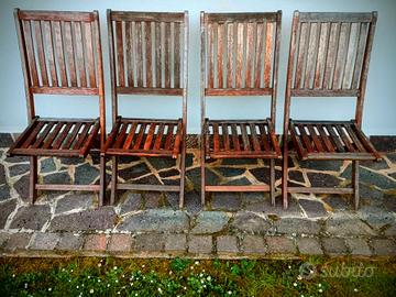 4 Sedie in legno pieghevoli da esterno