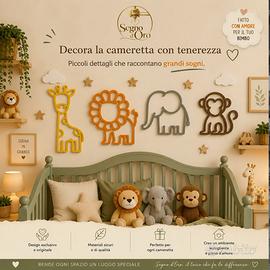 Set di 4 animaletti decorativi 3D per cameretta