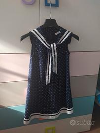 Vestito bambina blu a pois 