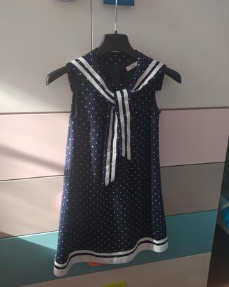 Vestito bambina blu a pois 