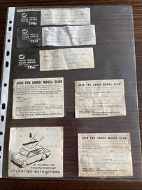 Corgi Toys foglietti istruzioni