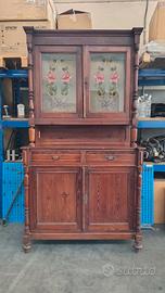 Credenza antica con vetrina decorata - primi '900