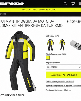 COMPLETO ANTIPIOGGIA MOTO SPIDI TOURING RAIN KIT X