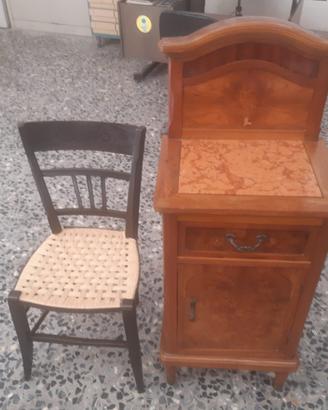comodino più sedia anni 40