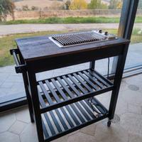 Grill elettrico ALPES INOX su carrello con ruote.