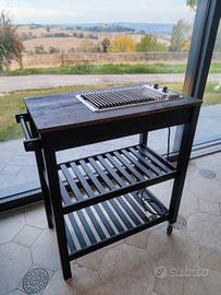 Grill elettrico ALPES INOX su carrello con ruote.