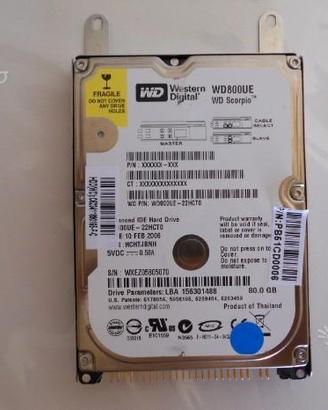 Hard disk 2.5" per notebook attacco eide 80gb