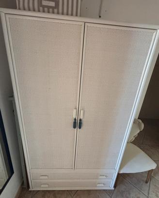 Armadietto in rattan a 2 ante