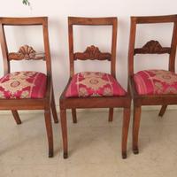 3 poltroncine secondo Impero veneto, in noce