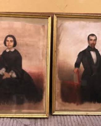 Grandi antichi ritratti del 1860 firnati pastello