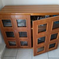 Mobile ingresso in legno con specchio, noce chiaro