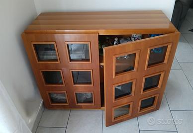 Mobile ingresso in legno con specchio, noce chiaro