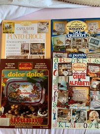 Set 4 libri schemi ricamo punto croce