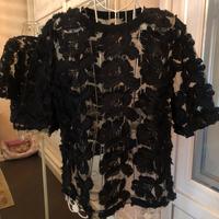 Camicetta donna pizzo nero floreale