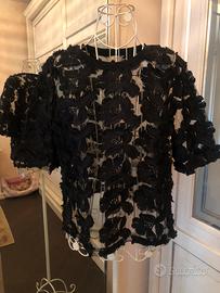 Camicetta donna pizzo nero floreale