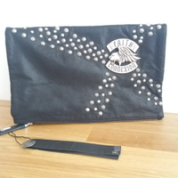 Borsa handbag nera con borchie, vera pelle