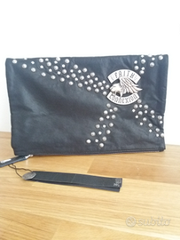 Borsa handbag nera con borchie, vera pelle