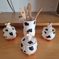 set 4  contenitori cucina maiolica 