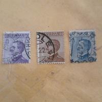 3 francobolli del regno d'Italia 