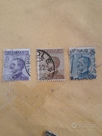 3 francobolli del regno d'Italia 