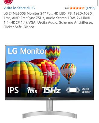 LG 24ML600S Monitor 24” Full HD IPS - Casse integr