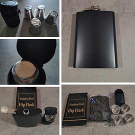 Set 4 bicchierini Acciaio + Borraccina/Fiaschetta