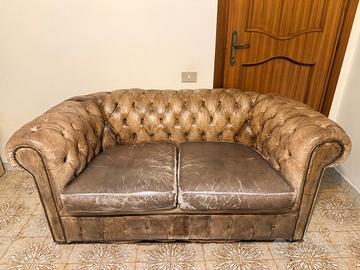 Coppia Chesterfield Originali Anni '70 Tabacco