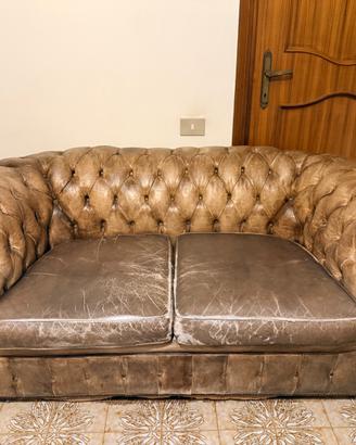 Coppia Chesterfield Originali Anni '70 Tabacco