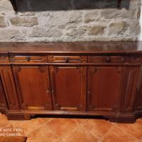 Credenza e piattaia in legno noce massello