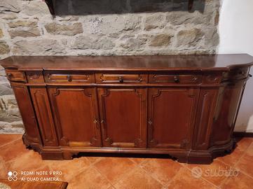 Credenza e piattaia in legno noce massello
