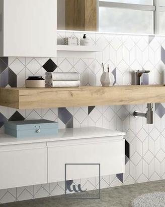 Lavabo bagno sospeso in HPL rovere chiaro
